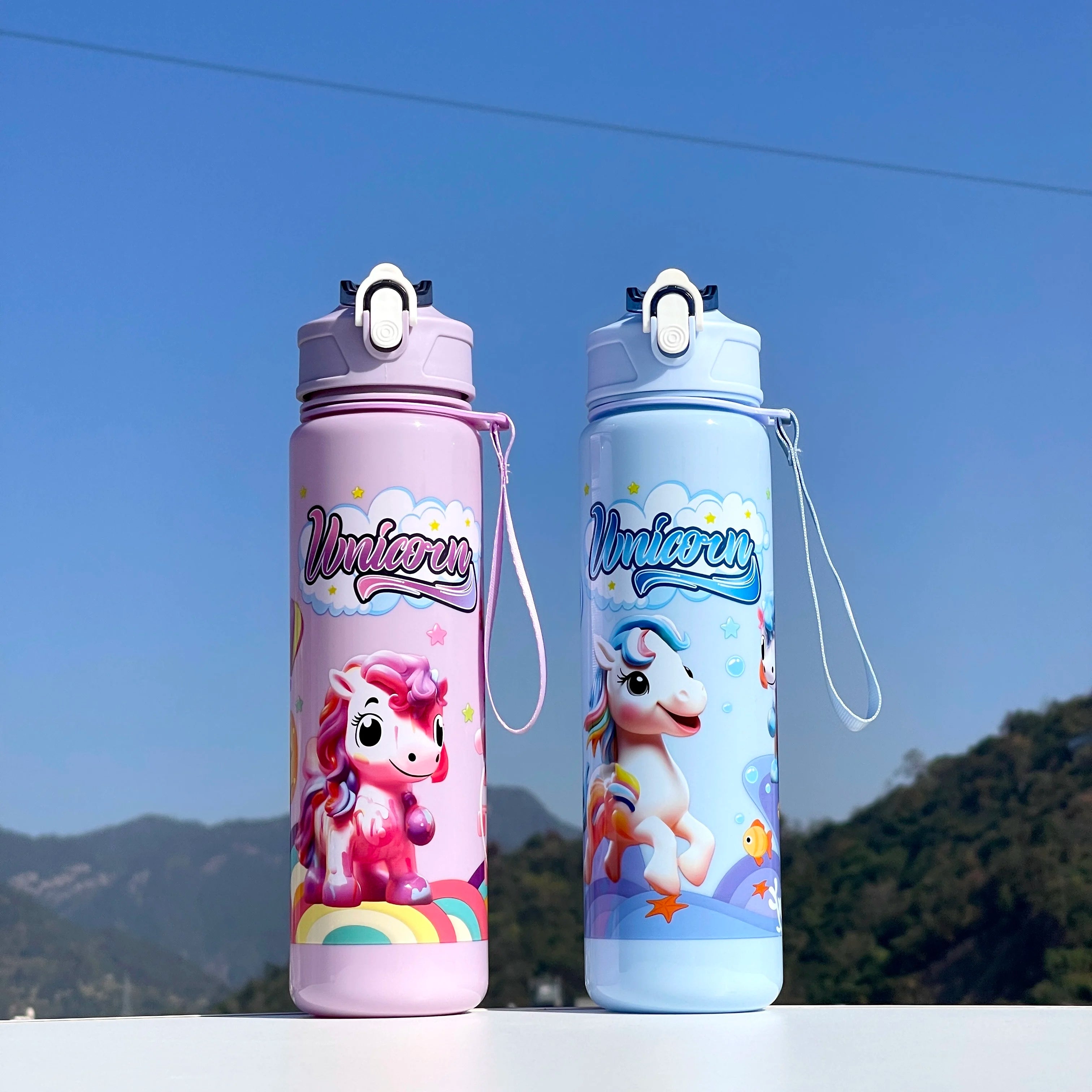 A Unicorn Straw Cup, Cute and Portable, with a Large Capacity, Especially Suitable for School Use, Sports, Outdoor Camping, Water Bottles, and Cups