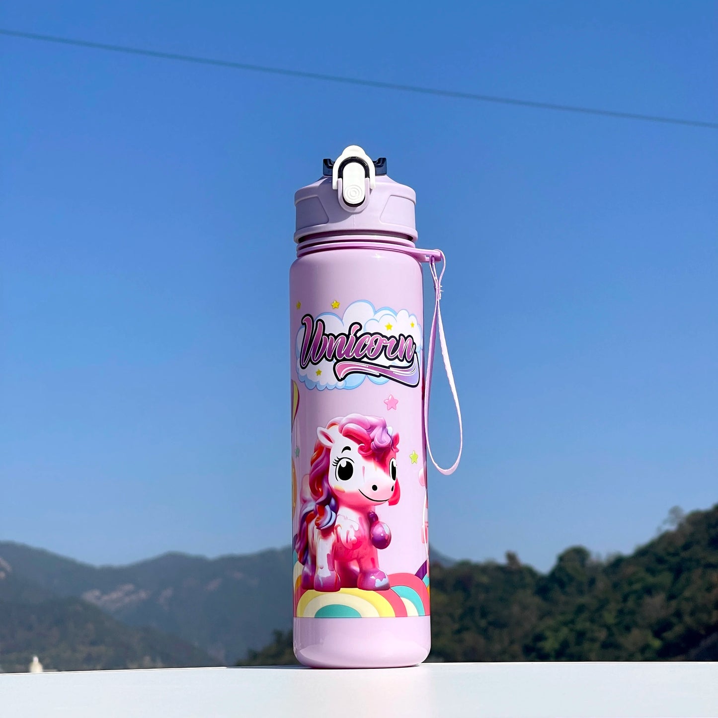 A Unicorn Straw Cup, Cute and Portable, with a Large Capacity, Especially Suitable for School Use, Sports, Outdoor Camping, Water Bottles, and Cups