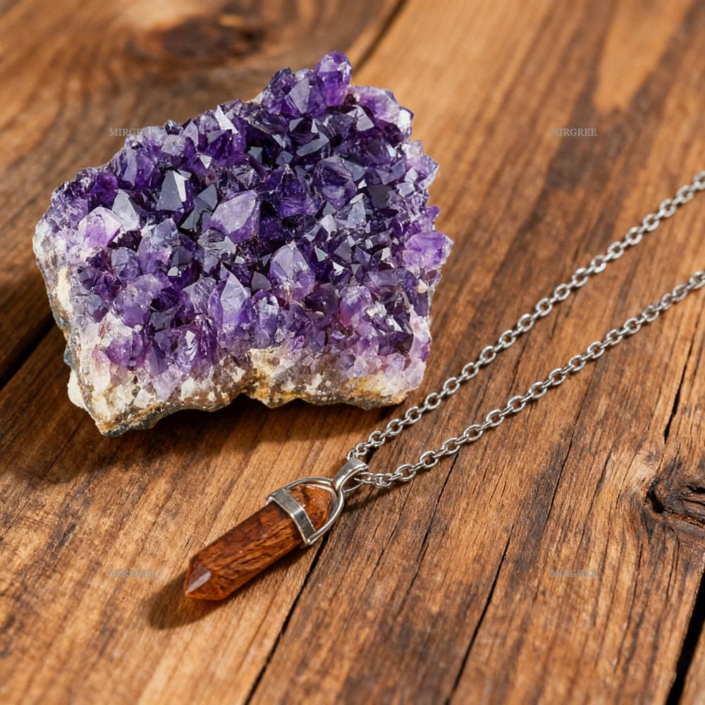 2pcs Natural Amethyst Clusters and Lapis Lazuli Necklace Set,home Decor Healing Crystals,spiritual Gifts for Crystal Enthusiasts