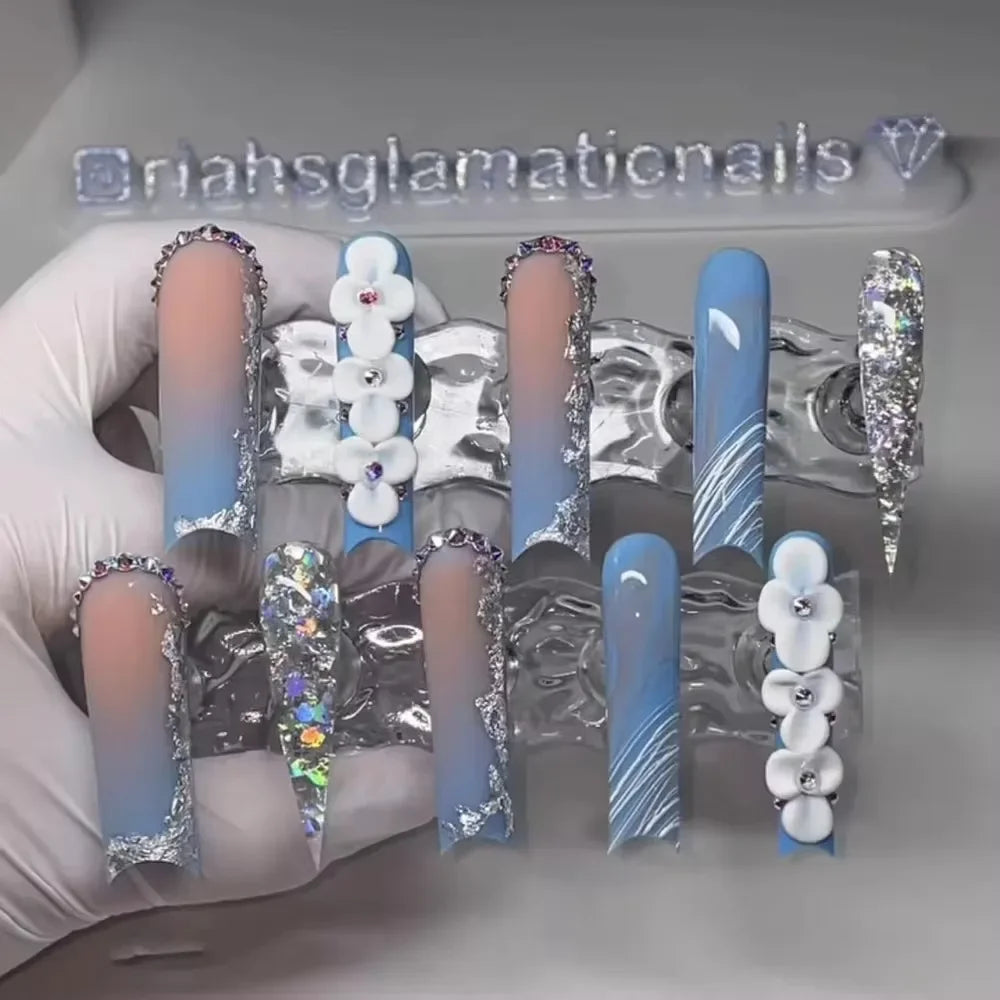 Xxxl Extra Long Quadrate Nail Art Butterfly Angel Diamond Coffin Stiletto False Nails Customizable Nail Party Stickers