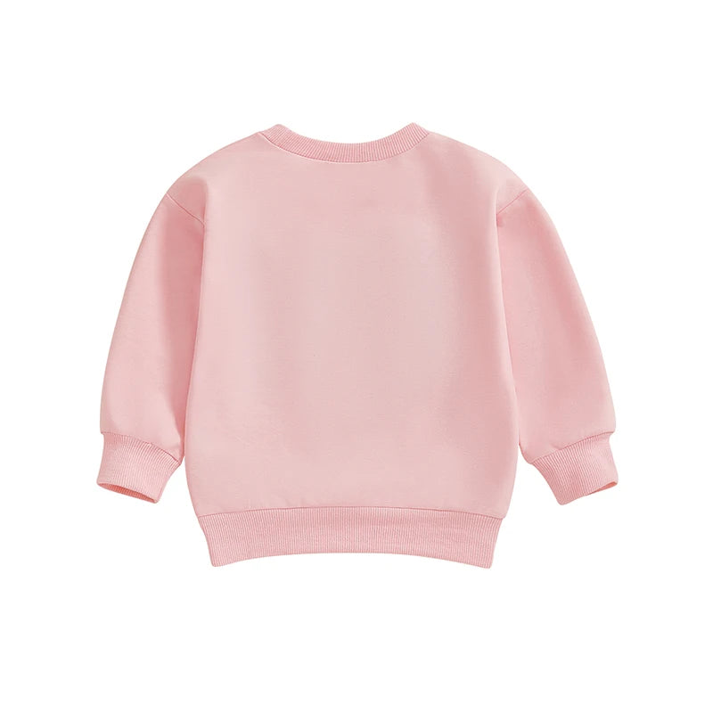 2024-10-11 Lioraitiin 6M-4Y Kids Girls Valentines Day Sweatshirt Long Sleeve Crew Neck Embroidery Letters Pullover Hoodie Tops