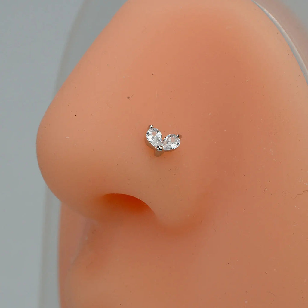 1PC Stainless Steel CZ Nose Ring L Shape Nose Studs Spider Snake Bow Flower Leaf Nostril Nose Piercing Body Jewelry  For Women
