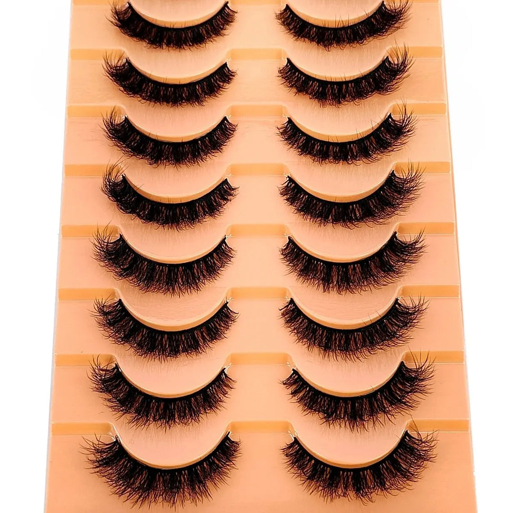 HBZGTLAD 10 Pairs Faux Mink Eyelashes Handmade False Eyelashes Natural Nude Makeup Simulation Cross Messy Eye 3D Curly Eyelashes