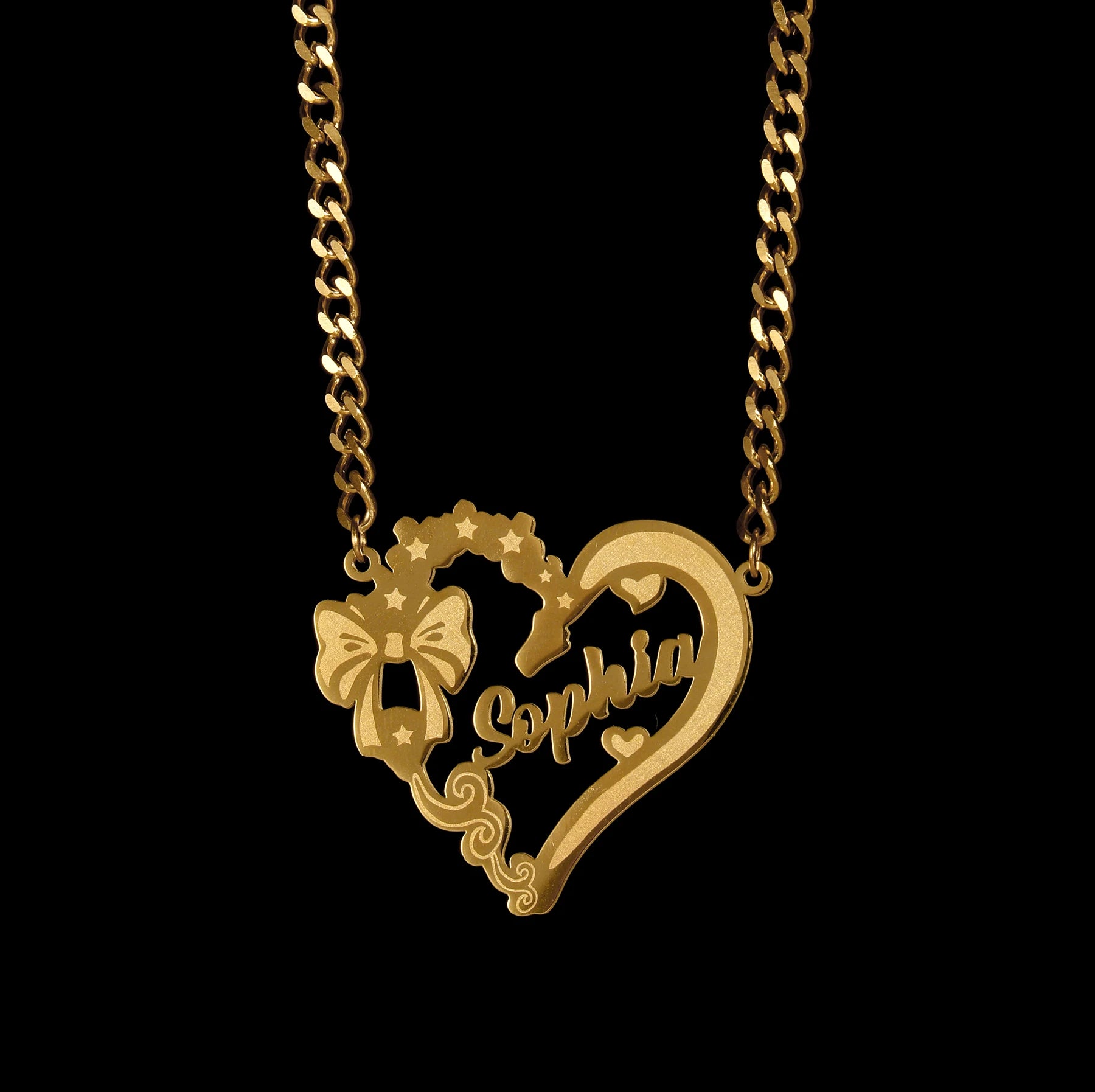 Atoztide Personalized Custom Name Necklace for Women Stainless Steel Heart Engrave Nameplate Choker Link Chain Jewelry Gifts