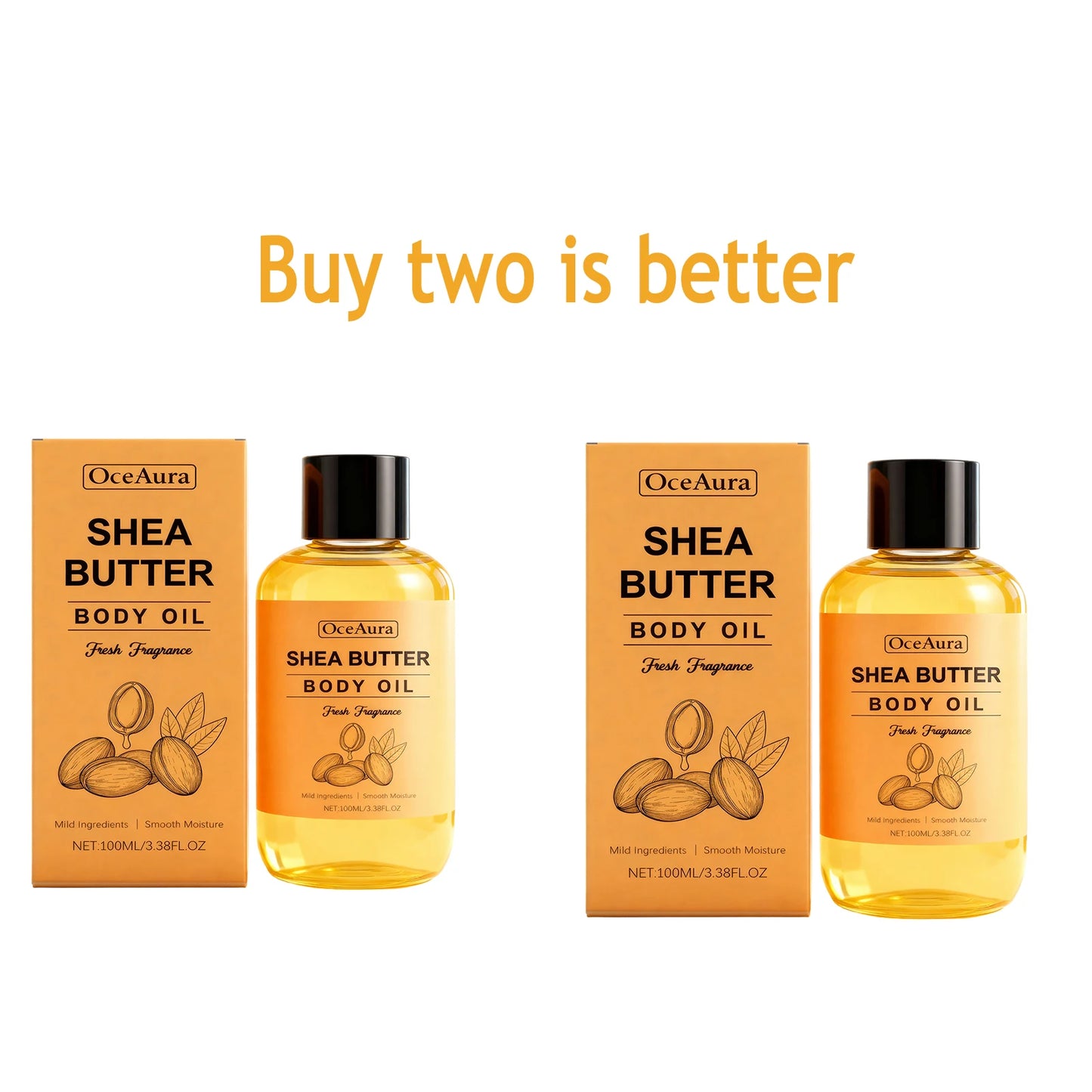 OceAura100ml Shea Butter Body Oil Moisturizing Whole Body Massage Essential Oil for Dry Skin Moisturizer Hydrating