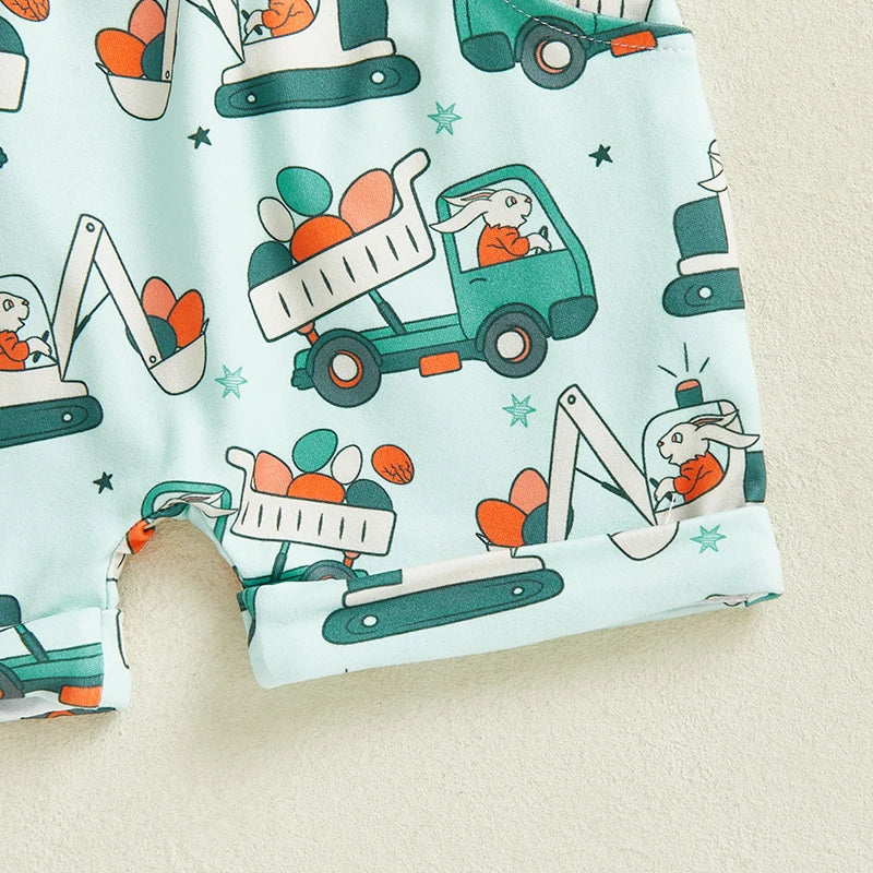 2024-12-23 Lioraitiin Summer Toddler Baby Boys Easter Outfits Bunny Pattern Crew Neck Short Sleeve T-Shirt with Shorts Set
