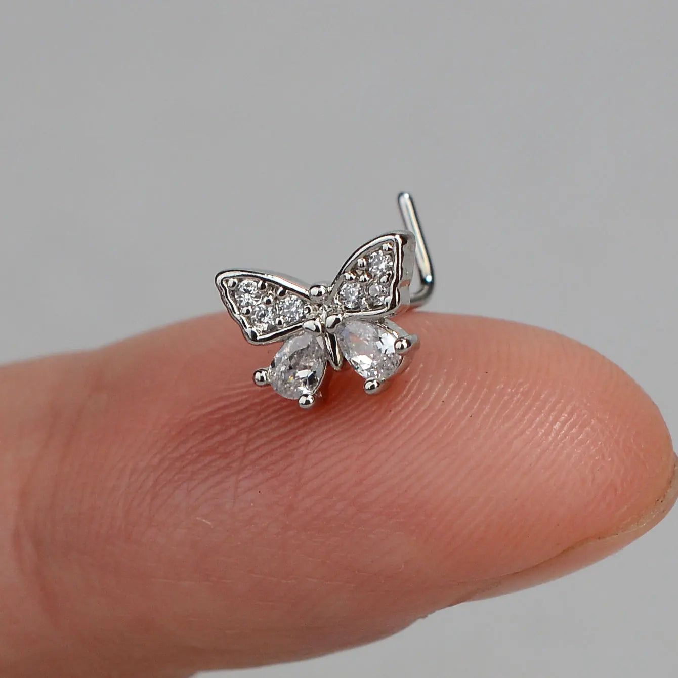 1PC Stainless Steel CZ Nose Ring L Shape Nose Studs Spider Snake Bow Flower Leaf Nostril Nose Piercing Body Jewelry  For Women
