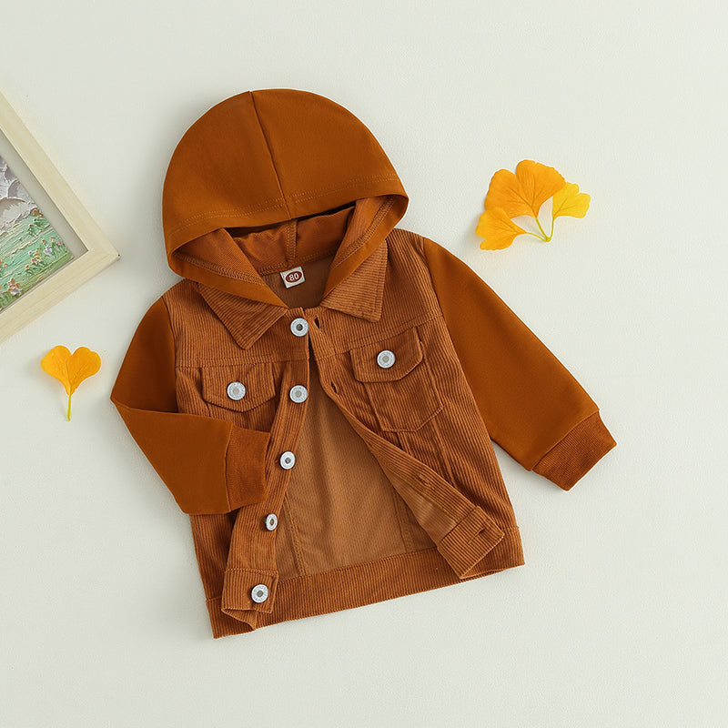 2023-06-22 Lioraitiin 0-4Years Toddler Boy Girl Fall Corduroy Jacket Casual Long Sleeve Button Down Lapel Coat Hoodie Outwear