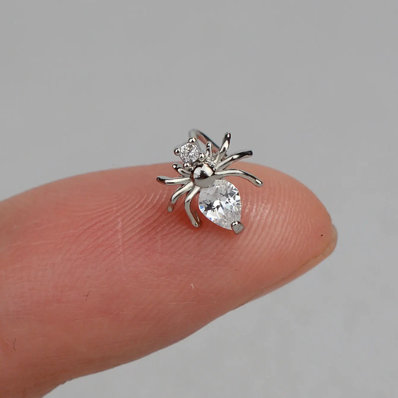 1PC Stainless Steel CZ Nose Ring L Shape Nose Studs Spider Snake Bow Flower Leaf Nostril Nose Piercing Body Jewelry  For Women