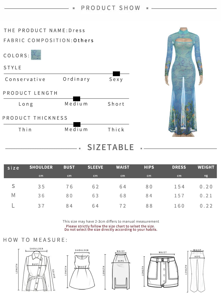 Weird Puss See Through Sexy Dress Women Hollow Hipster Colorful Print Skinny Stretch Midnight Party Clubwear Fishtail Bodycon