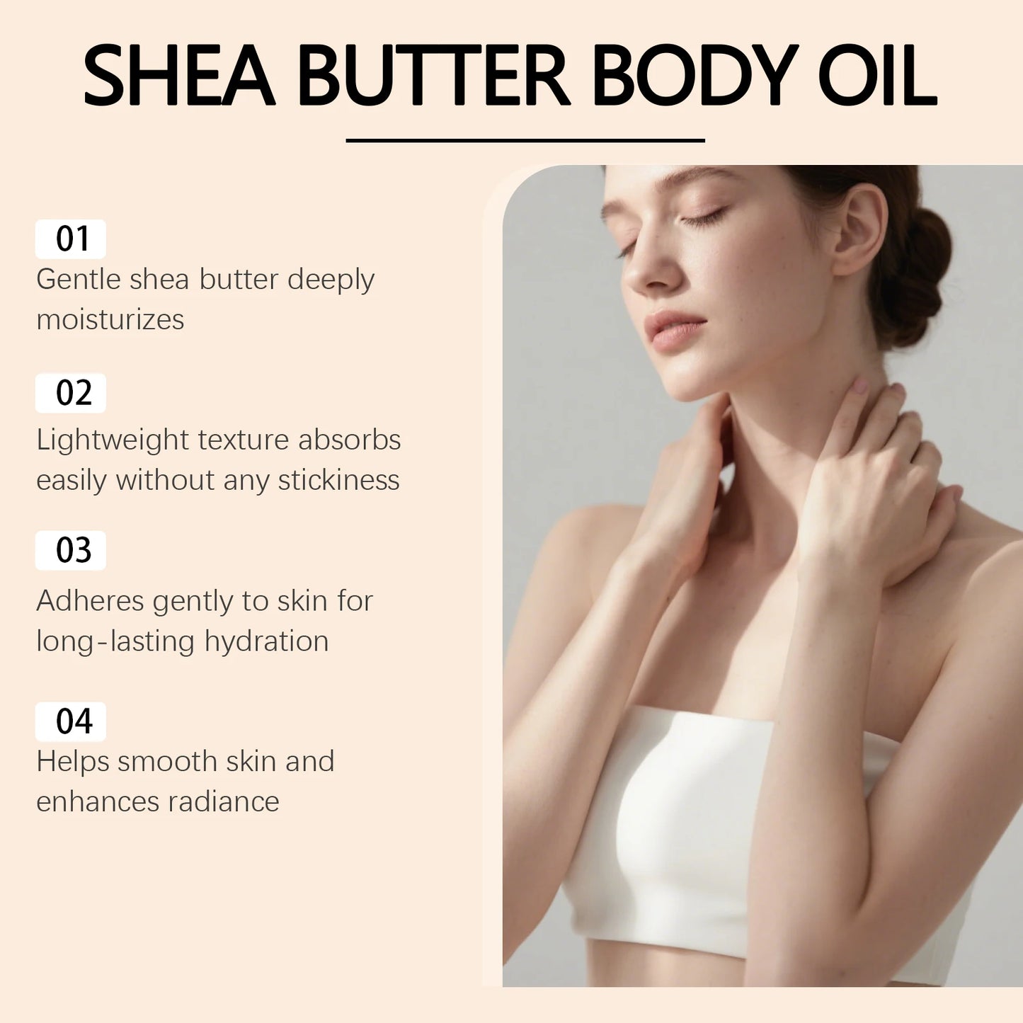OceAura100ml Shea Butter Body Oil Moisturizing Whole Body Massage Essential Oil for Dry Skin Moisturizer Hydrating