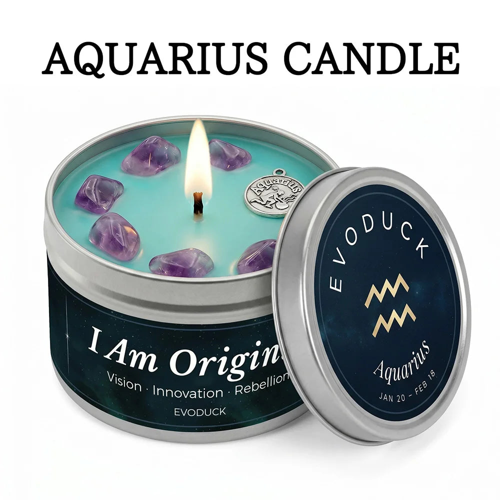 Gemini Constellation Scented Candle, Lemon Basil, Astrology Aromatherapy Candle in Tin, Home Fragrance Decor Birthday Gift, 3oz