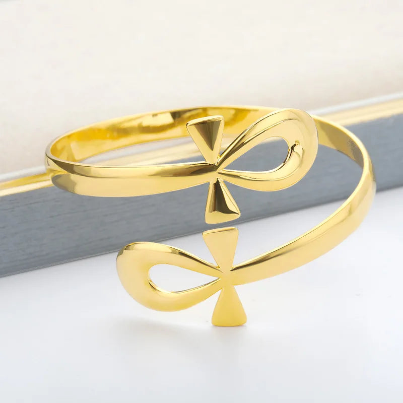 Egyptian Cuff Bracelet for Women 316L Stainless Steel Evil Eye Ankh Cross Queen Bracelet Bangles Vintage Jewelry Freeshippings