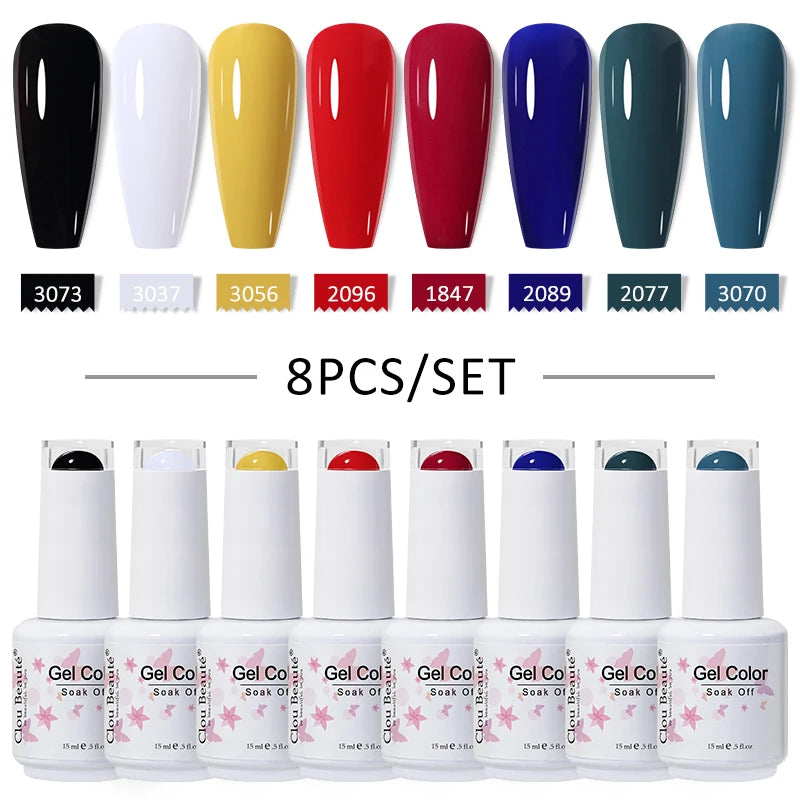 Clou Beaute 6/8pcs 15ml UV Nail Gel Colors Polish Set Summer Pretty Sugar Pink Red Neon Professional Nail Art Manicure Kit Gift