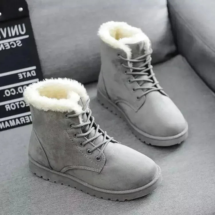 Thickened Cotton Shoes with Fleece Casual Short Tube Winter Boots for Women Comfortable Warm Large Size Rubber Snow Boots