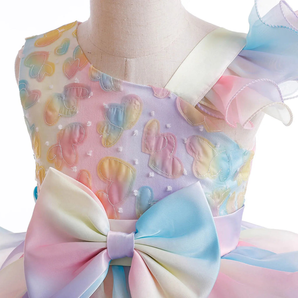 Dresses for Wedding Girls Children Girls Dress Sleeveless Colorful Love Colorful Bow Dress Fashion Spinning Tales Dress