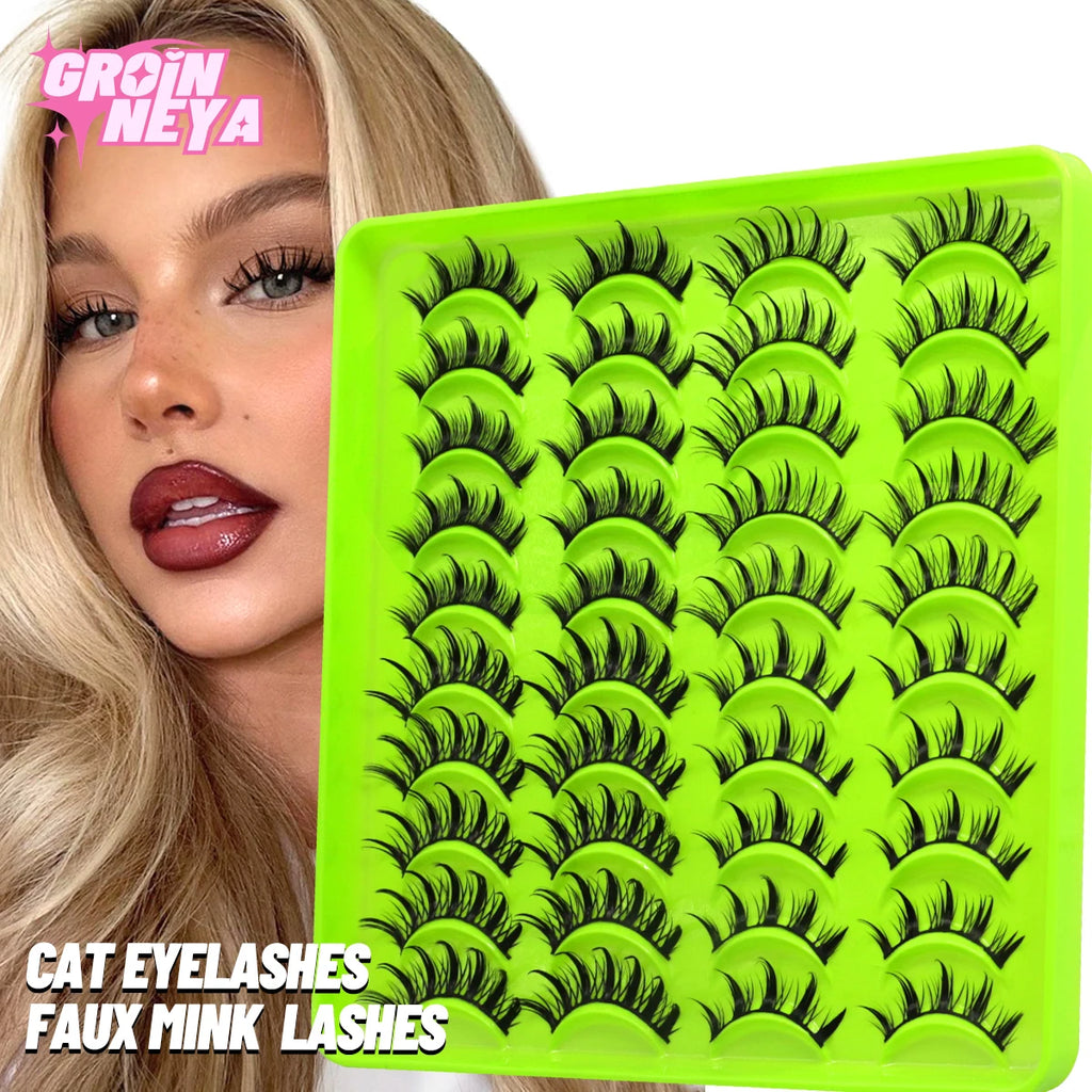GROINNEYA Manga Lashes Mixed style 5/9/20 Pairs 3D 6D 8D Mink Lashes Natural Eyelashes Soft Cross Wispy False Eyelashes Eyelash
