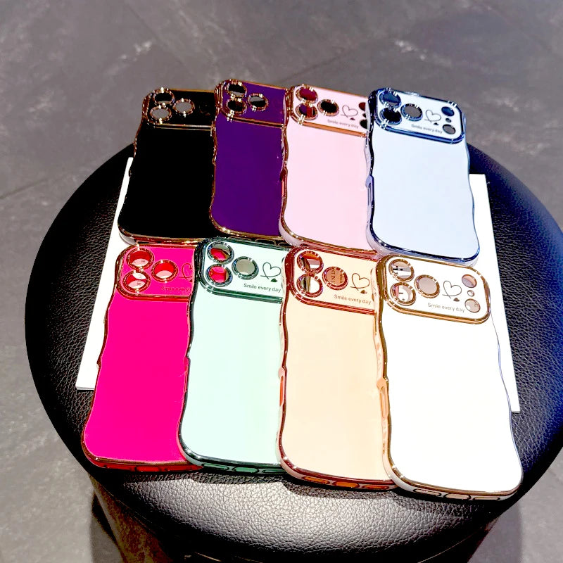 Plating Soft Wave Case For iPhone 17 Air 16E 16 15 14 13 12 11 Pro Max 17Pro 16Pro 15Pro 14Pro iPhone16 iPhone15 iPhone14 Cover