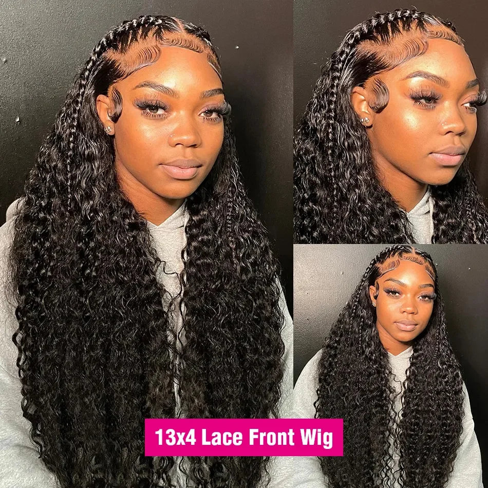 Kinky Culry 13x6 HD Lace Frontal Wig Deep Curly Lace Front Human Hair Wigs Water Wave 13x4 HD Lace Frontal Wig 100% Human Hair