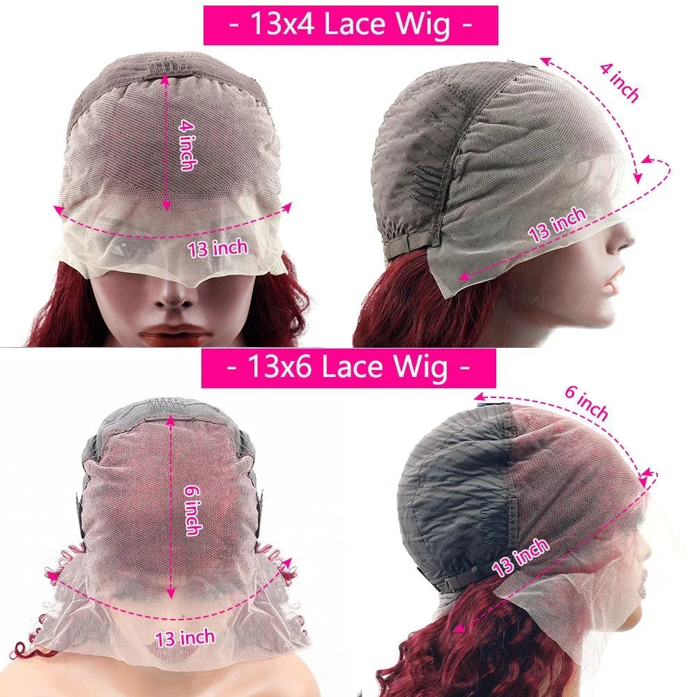 Burgundy HD Lace Front Wig — Straight 99J Human Hair, 200% Density