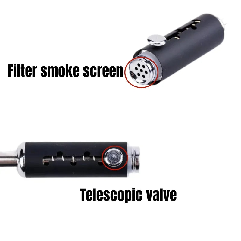 5-Level Adjustable Metal Dry Herb Pipe with Glass Tube | Reusable EDG Dry Burn Tobacco Pipe | Durable Smoking Accessories