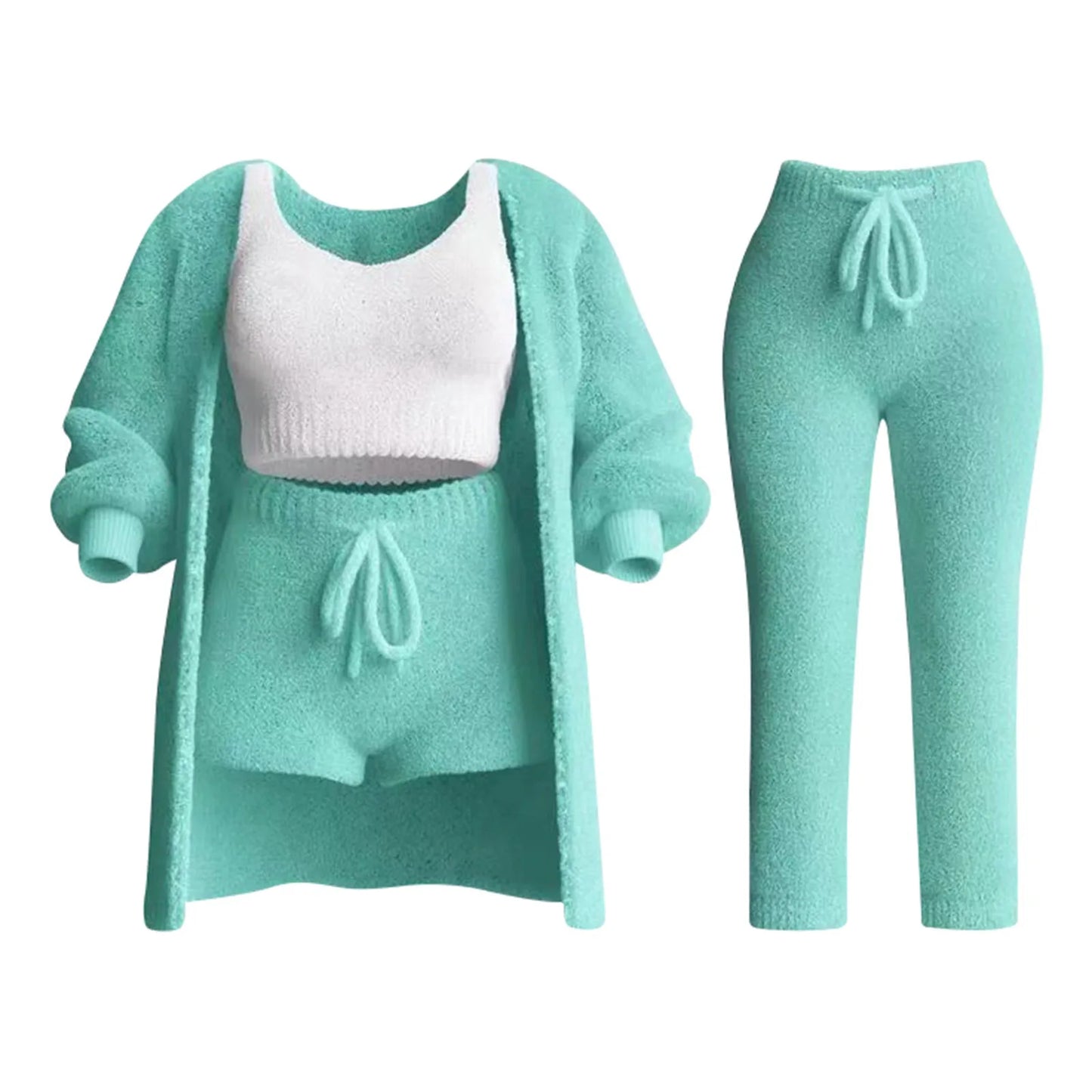 Women Lounge Pants Knitting Fleece Warm Autumn Winter Yoga Pants Butt Lifting Casual Solid Elastic Waist Workout Sweatpants