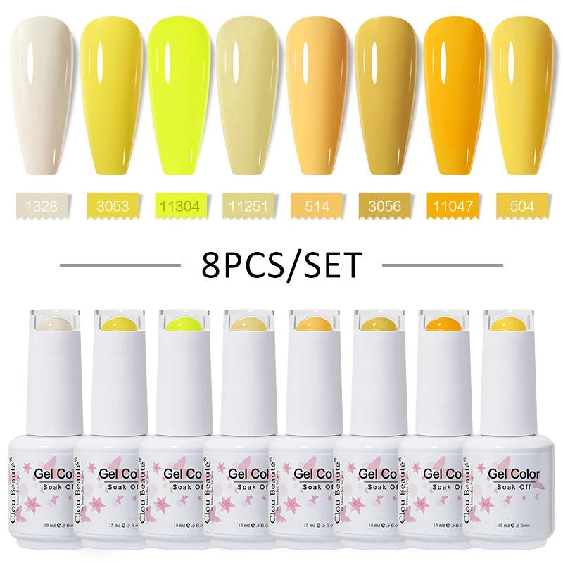 Clou Beaute 6/8pcs 15ml UV Nail Gel Colors Polish Set Summer Pretty Sugar Pink Red Neon Professional Nail Art Manicure Kit Gift