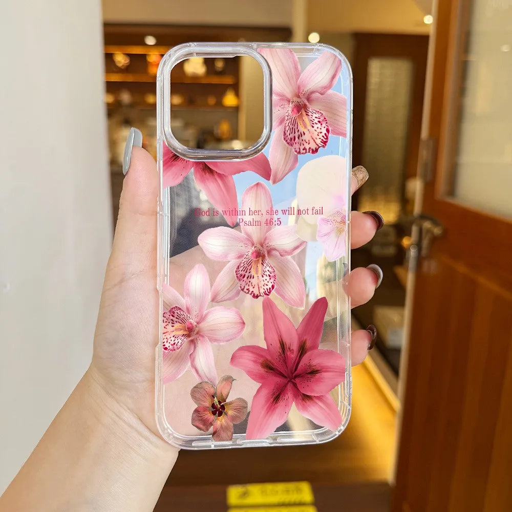 Pink Floral Psalm Christian Quote Clear Phone Case