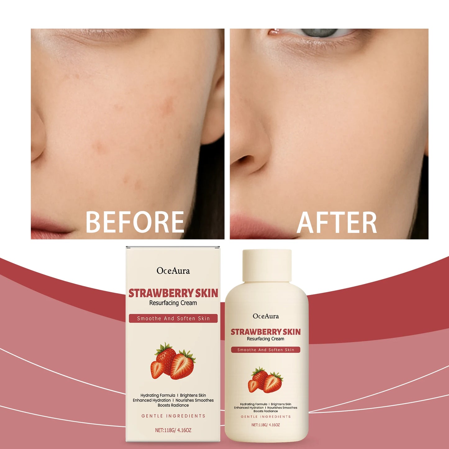 OceAura 118g Strawberry Body Cream Moisturizes Dry Skin Softeners Rough Hydrating Skin Body Moisturizer