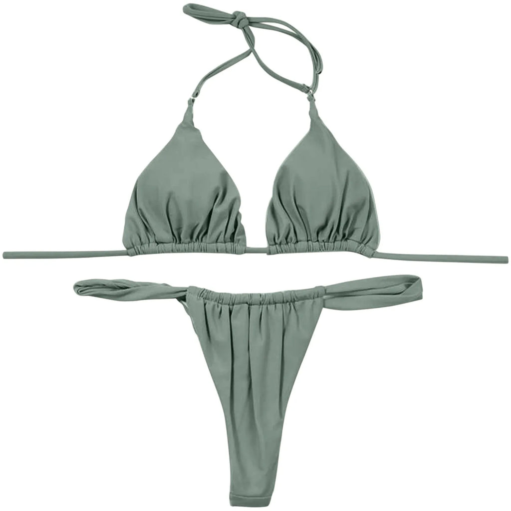 High Two Up Bikini Piece Up Women Cut Lace Solid Sexy Swimsuit Set Push Swimwears Tankinis Set Swimming Suit Women Bikini