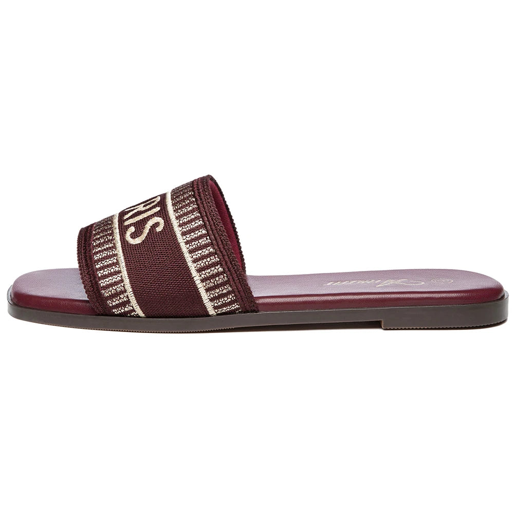 Summer Women Letter Flat Sandals Casual Comfortable Slip Slide 2024 Fashion Vintage Slippers Shoes Classic New
