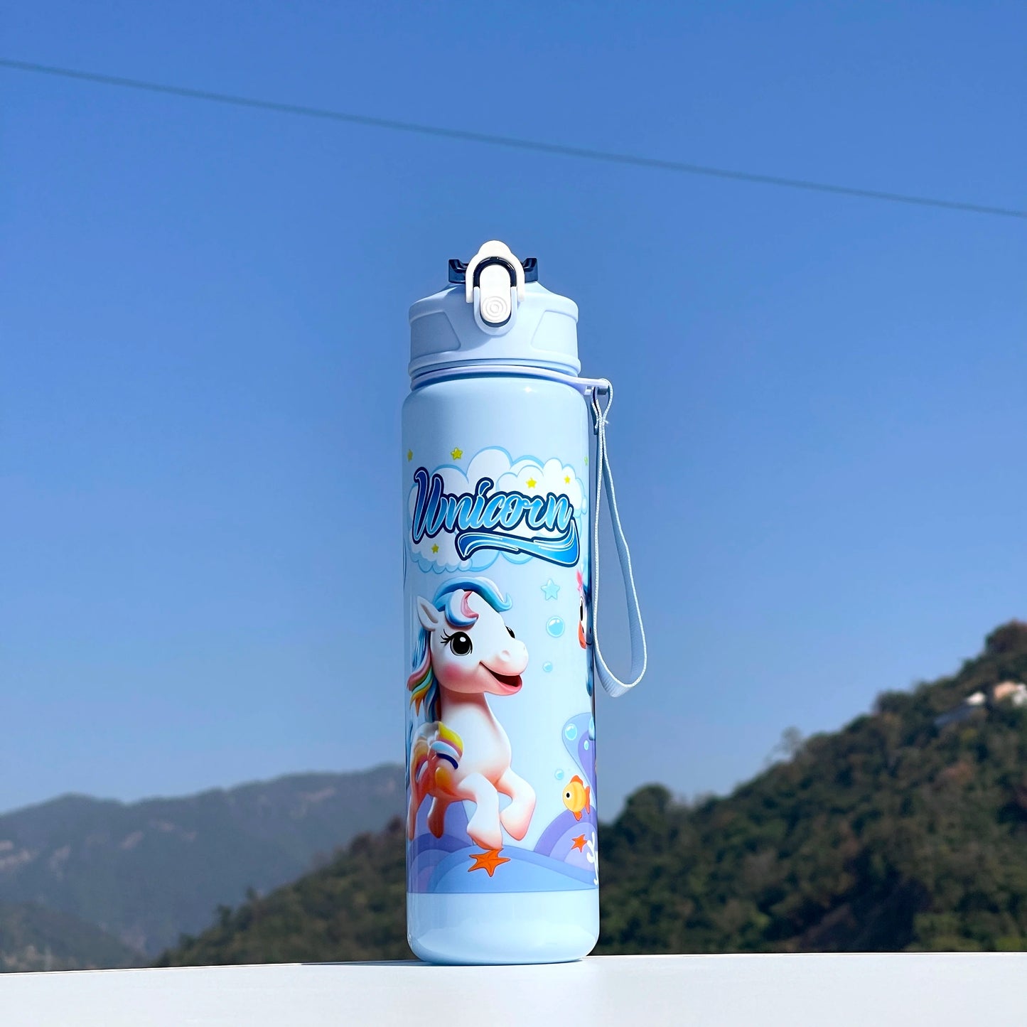 A Unicorn Straw Cup, Cute and Portable, with a Large Capacity, Especially Suitable for School Use, Sports, Outdoor Camping, Water Bottles, and Cups
