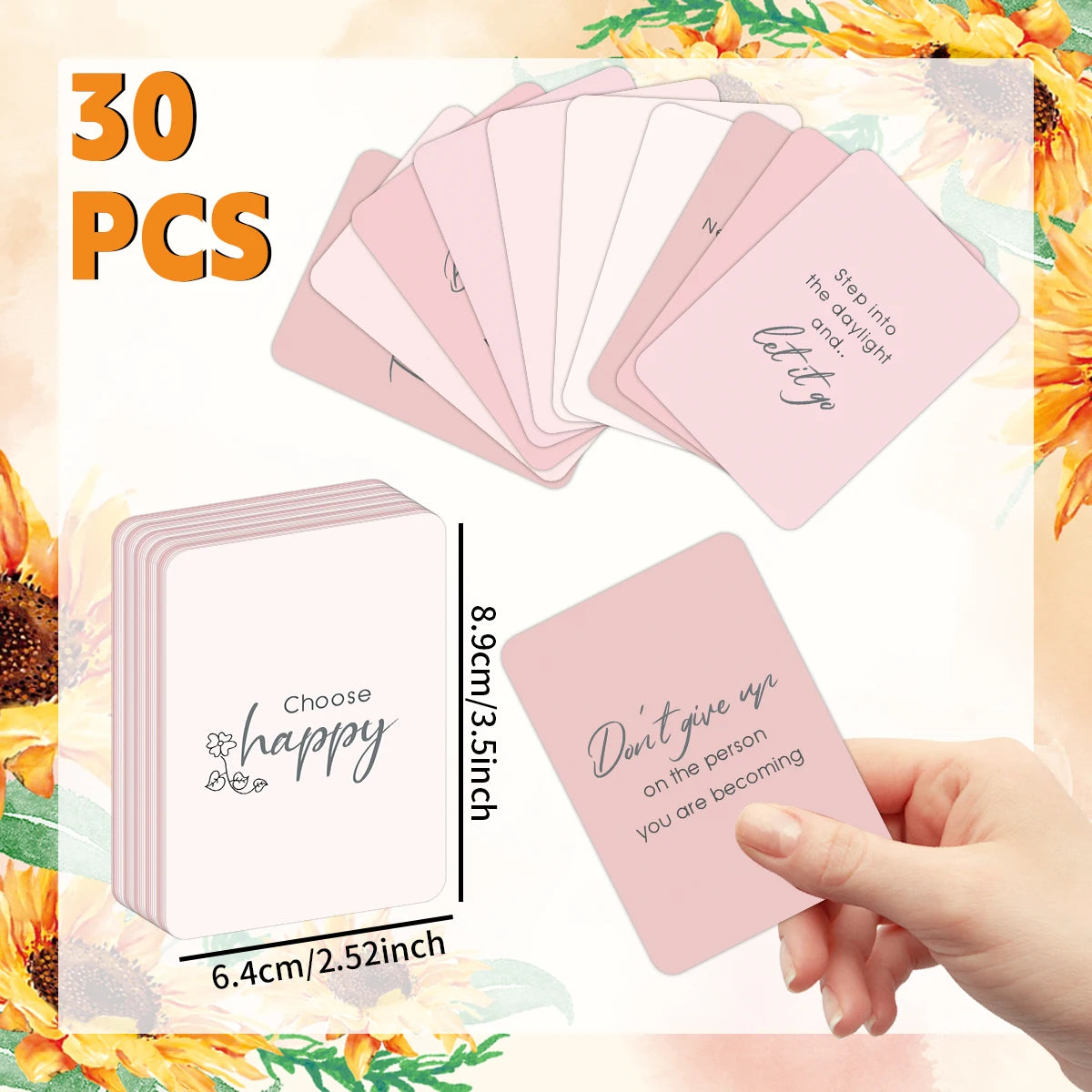 30Pcs Motivational Inspirational Quote Cards For Birthday Gift Office Supplies Printing Products Business Flowers Accessories