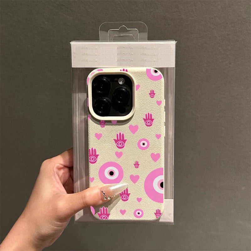 Pink Hamsa Evil Eye Pattern Phone Case