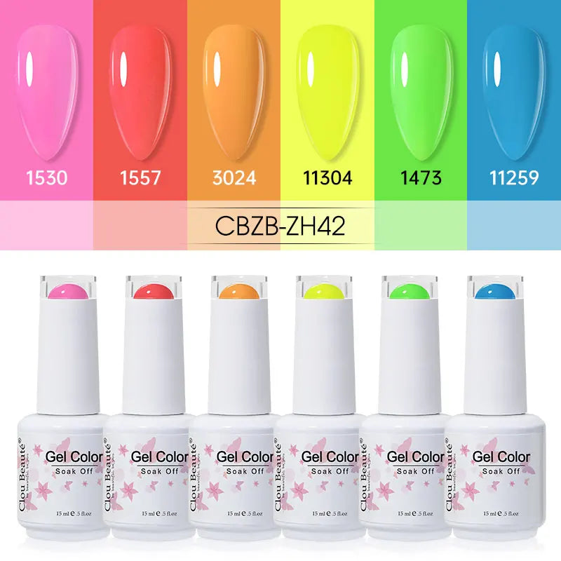 Clou Beaute 6/8pcs 15ml UV Nail Gel Colors Polish Set Summer Pretty Sugar Pink Red Neon Professional Nail Art Manicure Kit Gift