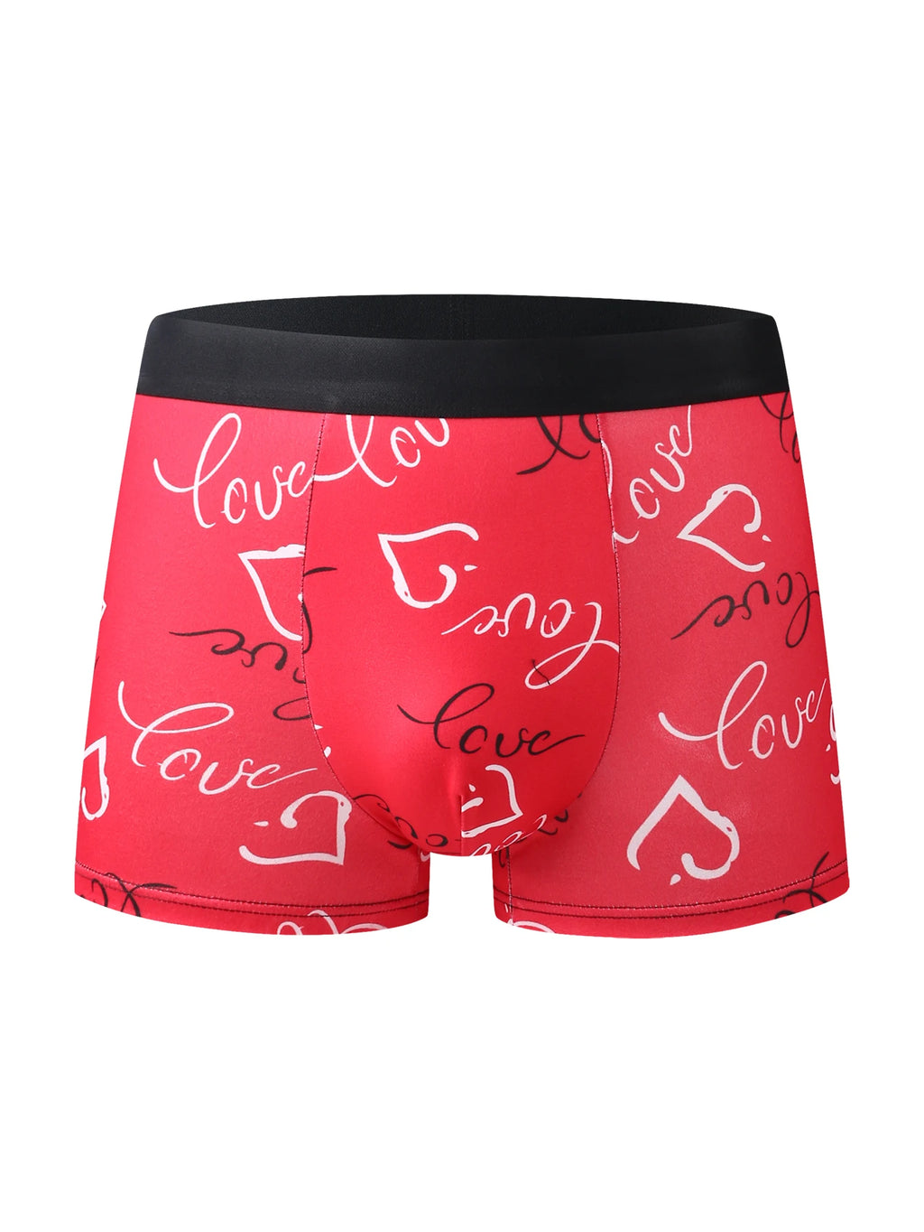3-pack men's boxer briefs, Valentine's Day love trendy graffiti print men's boxer briefs