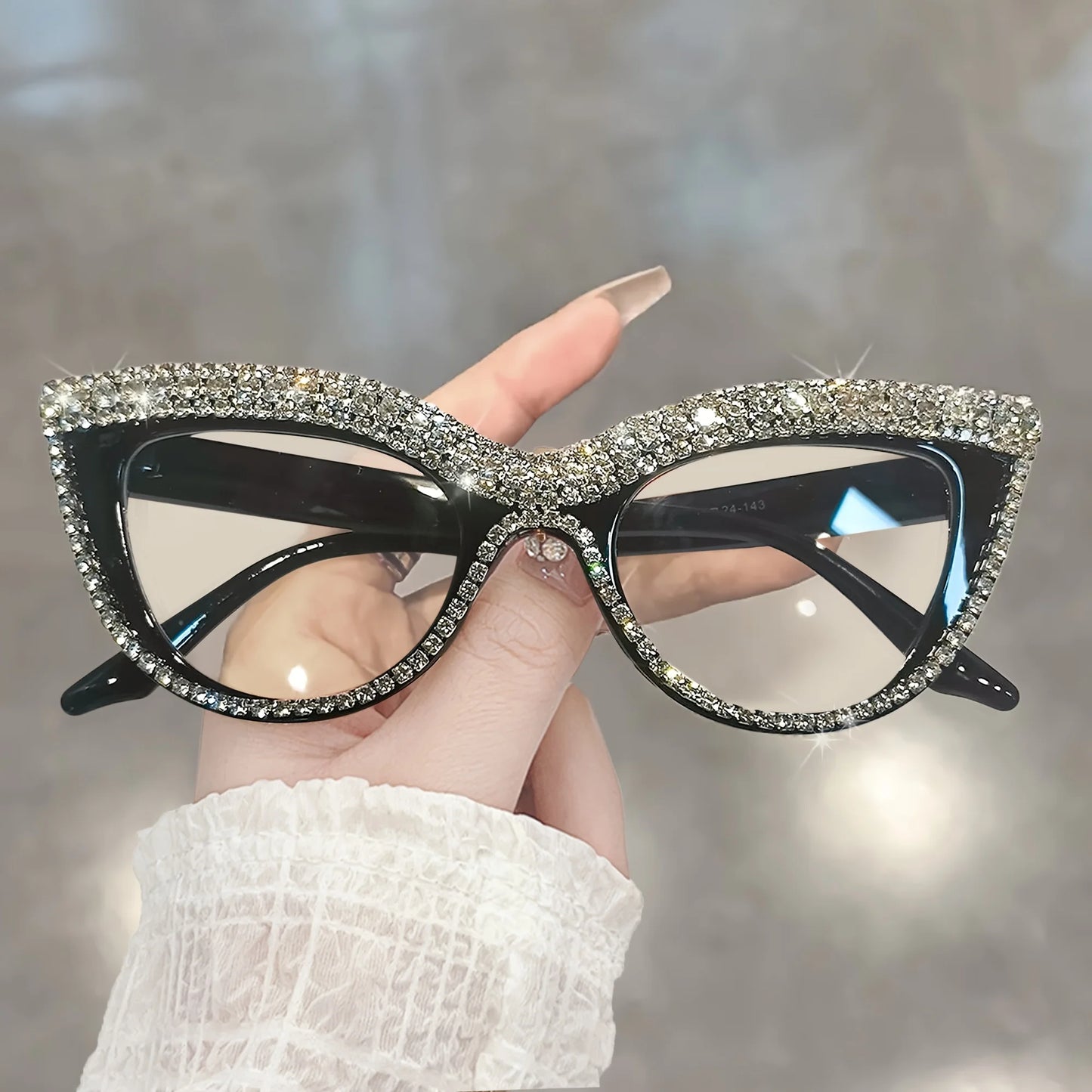 Rhinestone Trendy Reading Glasses for Women Retro Square Cute Sturdy Computer Womens Cat Eye Glasses
