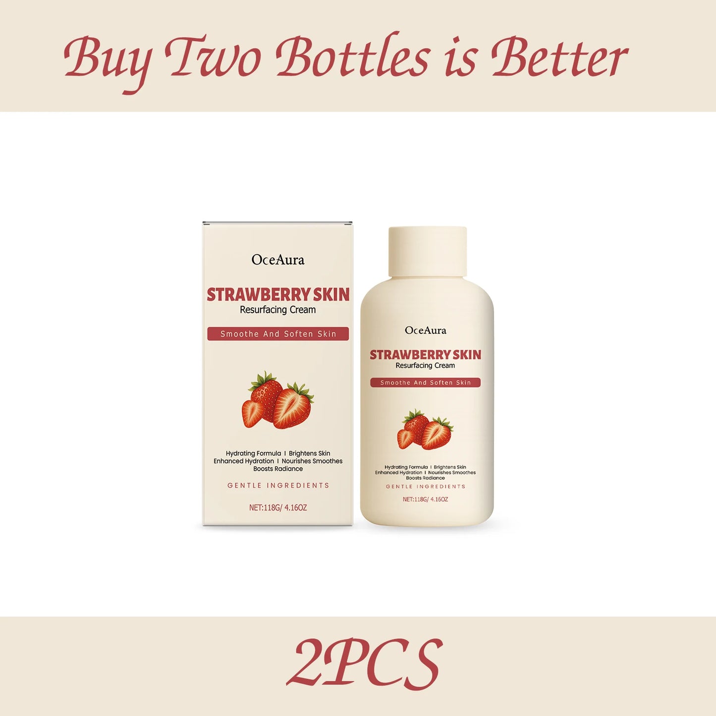 OceAura 118g Strawberry Body Cream Moisturizes Dry Skin Softeners Rough Hydrating Skin Body Moisturizer