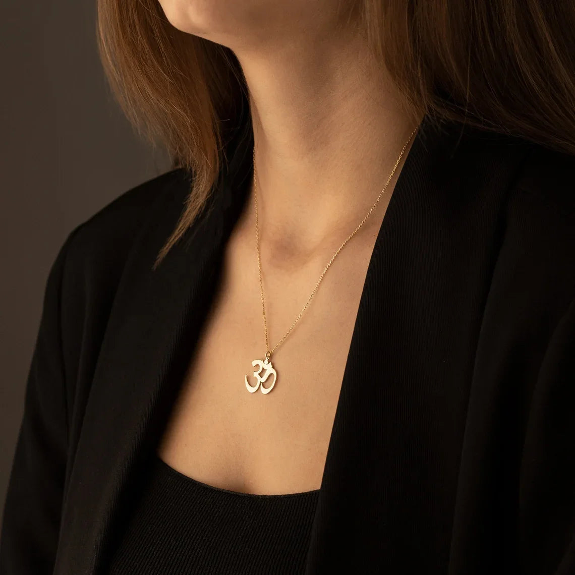 Stainless Steel Yoga Om Necklace for Women Gold Plated Aum Sanskrit Yoga Chakra Pendant Jewelry Mother's Day Gift
