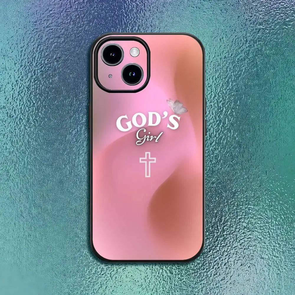 Bible Verse Jesus Christ Christian Phone Case For 11 12 13 14 15 16Pro Max Mini Plus Classic Black Soft Shell