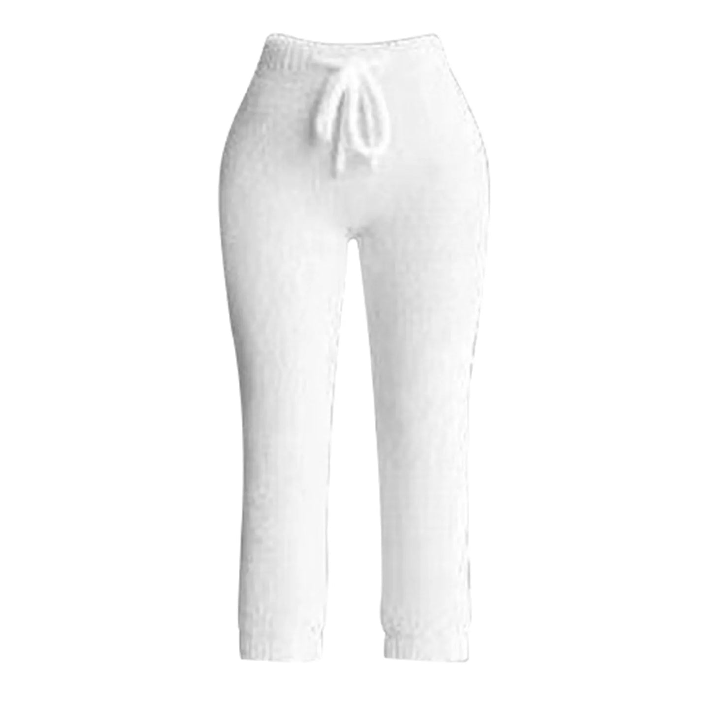 Women Lounge Pants Knitting Fleece Warm Autumn Winter Yoga Pants Butt Lifting Casual Solid Elastic Waist Workout Sweatpants