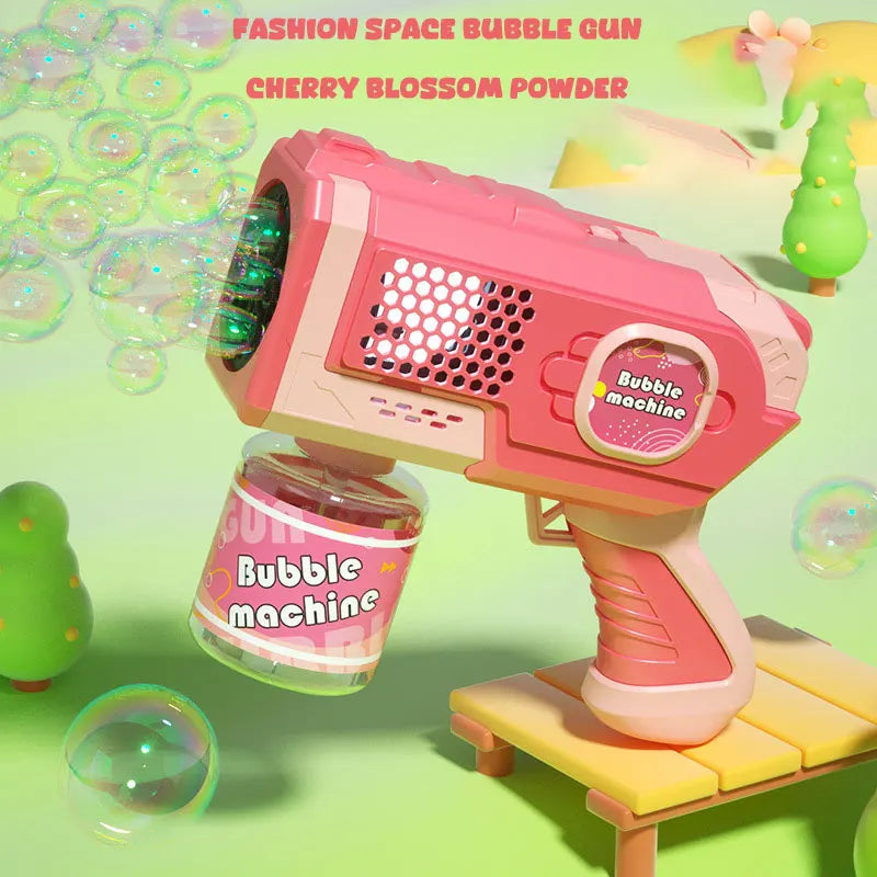 Summer Outdoor 2024 Space Electric Automatic Bubble Machine Bubble Gun Summer Beach Bathing Outdoor Games Children Fantasy Toy
