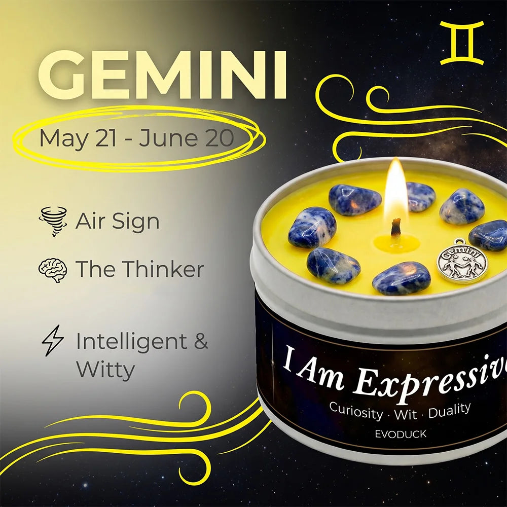 Gemini Constellation Scented Candle, Lemon Basil, Astrology Aromatherapy Candle in Tin, Home Fragrance Decor Birthday Gift, 3oz