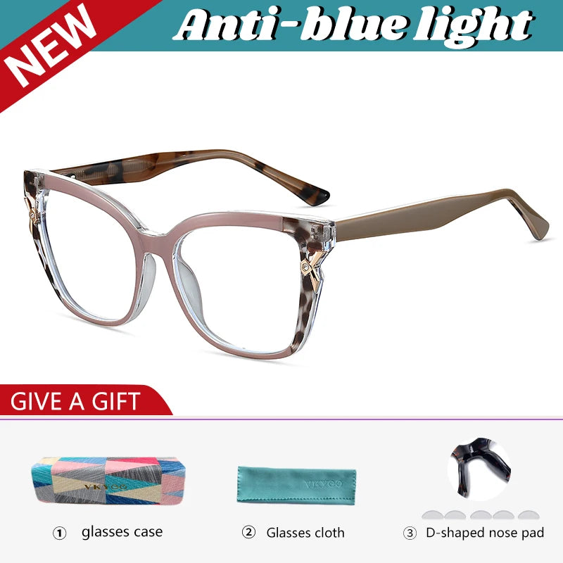 VICKY New Fashion Butterfly Square Frame Personalized Design Blue Light Reading Glasses Can Be Customized Prescription 87312