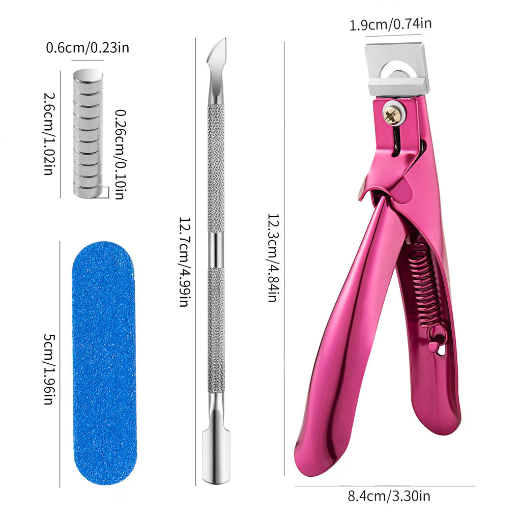 4PCS Acrylic Nail Cutter Stainless Steel Clipper Scissors U Word False Tips Trimmer 10pcs Magnet Cuticle Pushers Nail File
