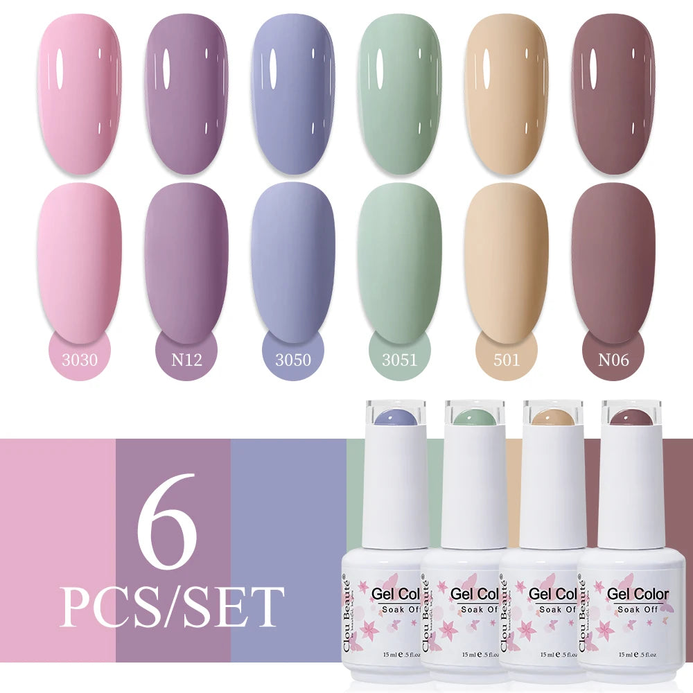 Clou Beaute 6/8pcs 15ml UV Nail Gel Colors Polish Set Summer Pretty Sugar Pink Red Neon Professional Nail Art Manicure Kit Gift