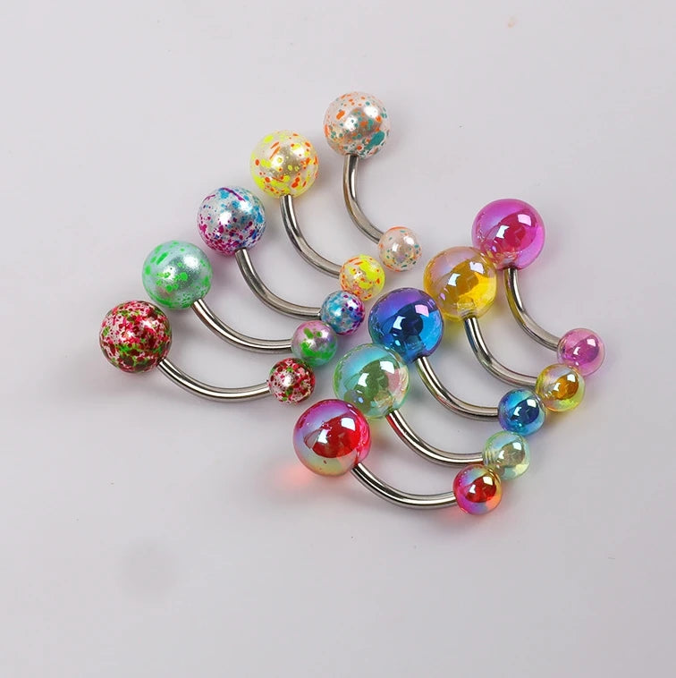 5PCS Pearl Belly Button Piercing Set Acrylic Painted Belly Piercing Barbell Bulk For Women Belly Ring Lot Piercing Ombligo Pack