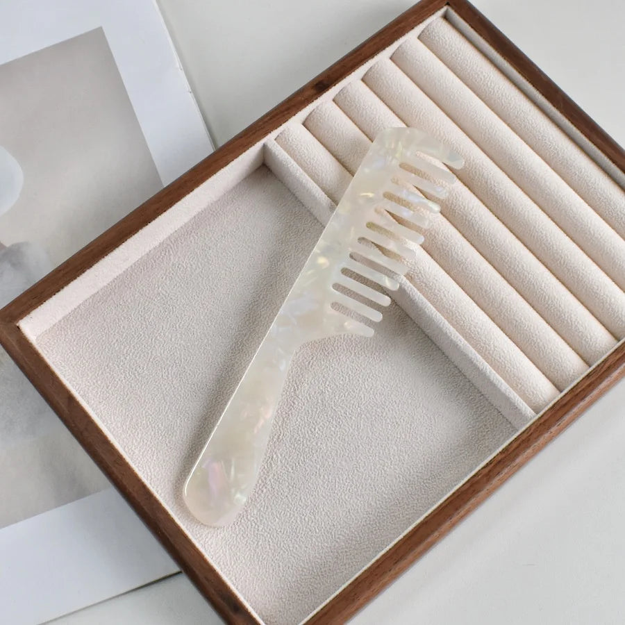 1PC Women's Multicolor acetate Long handle Wide Teeth Smooth comb Portable comb Comfortable handle Holiday gift casual