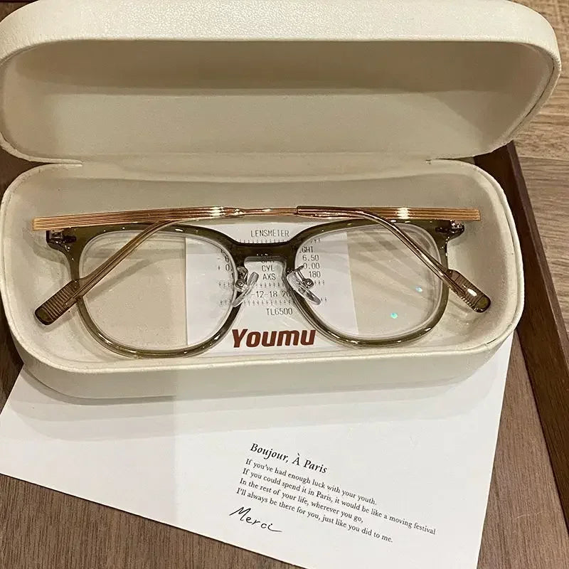 Myopia Glasses Anti Blue Light Metal  Resin -1.0 ~ -6.0 Neutral Style Flat Glasses Computer Glasses