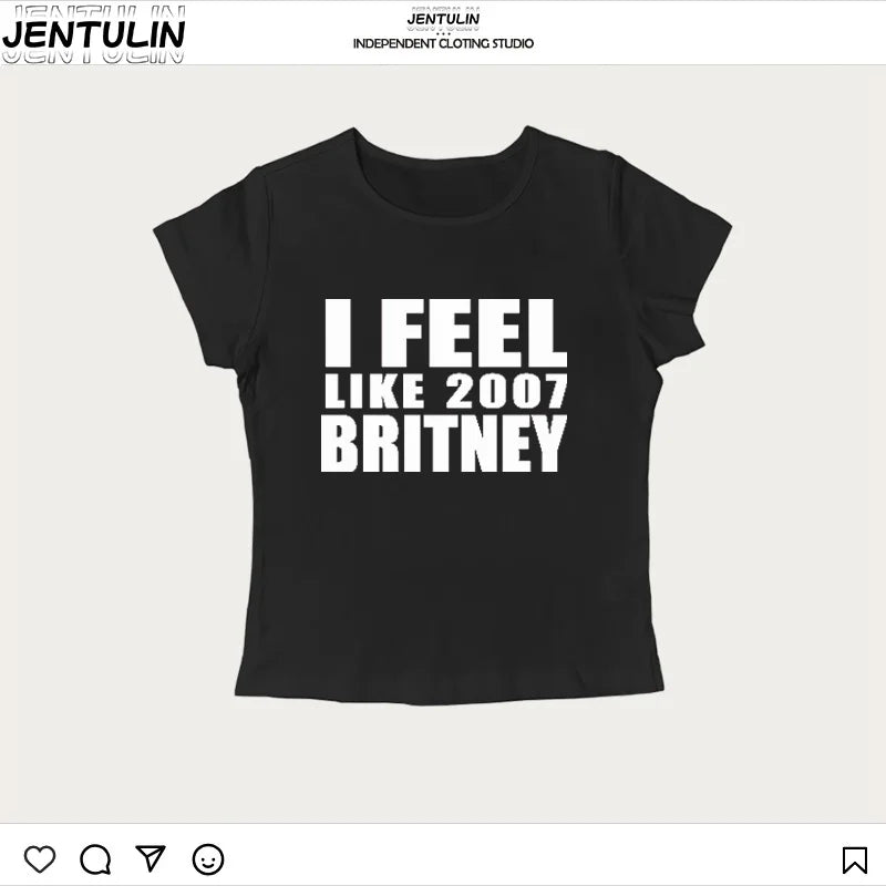 Y2K 2000s Vinage Crop Top Letter Print Casual Short Sleeve T-shirt Fashion Spicy Girl Sexy Baby Tee 2025 Summer Woman Clothing
